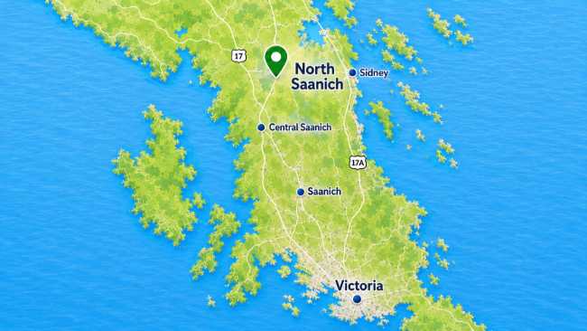 Map showing North Saanich on the Saanich Peninsula