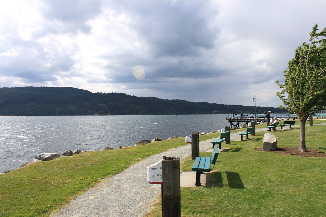 Waterfront path and benches at Harbour Quay in Port Alberni