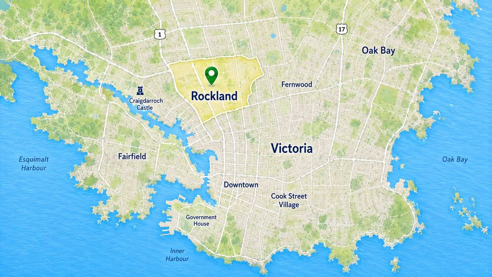 Map showing Rockland Victoria BC