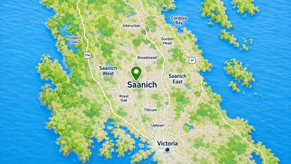 Map showing Saanich in Greater Victoria
