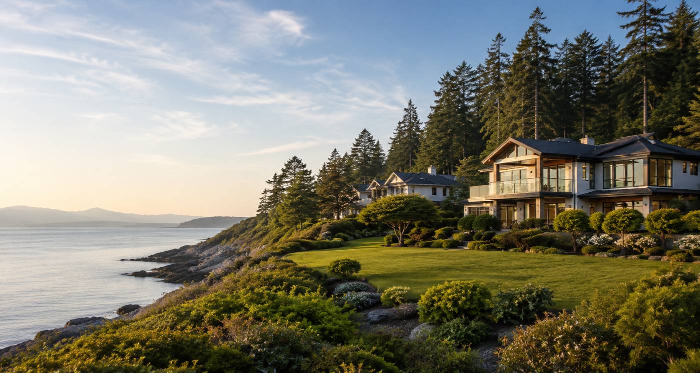 Vancouver Island houses for sale with coastal homes, mountains, forests and ocean scenery