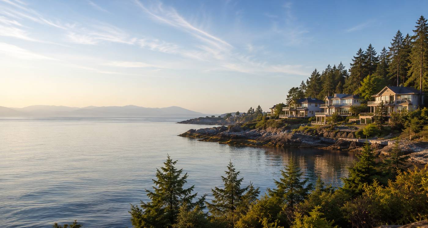 Vancouver Island waterfront properties for sale with oceanfront homes, beaches, harbours and coastal scenery