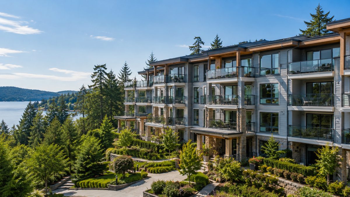 View Royal condos for sale with modern strata buildings, water views, parks, and condo properties in View Royal BC