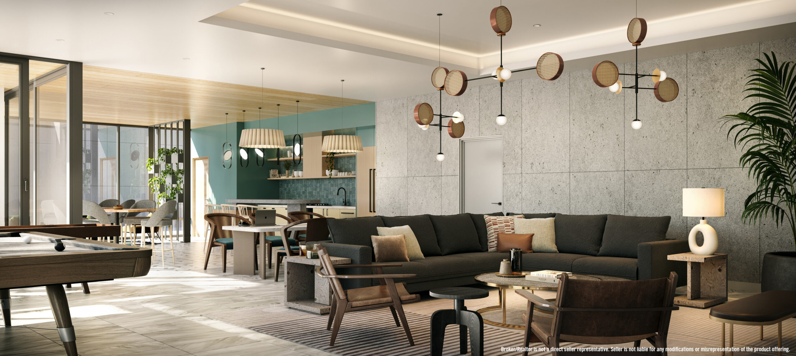 club room & resident lounge at the Andia condos in Downtown San Diego