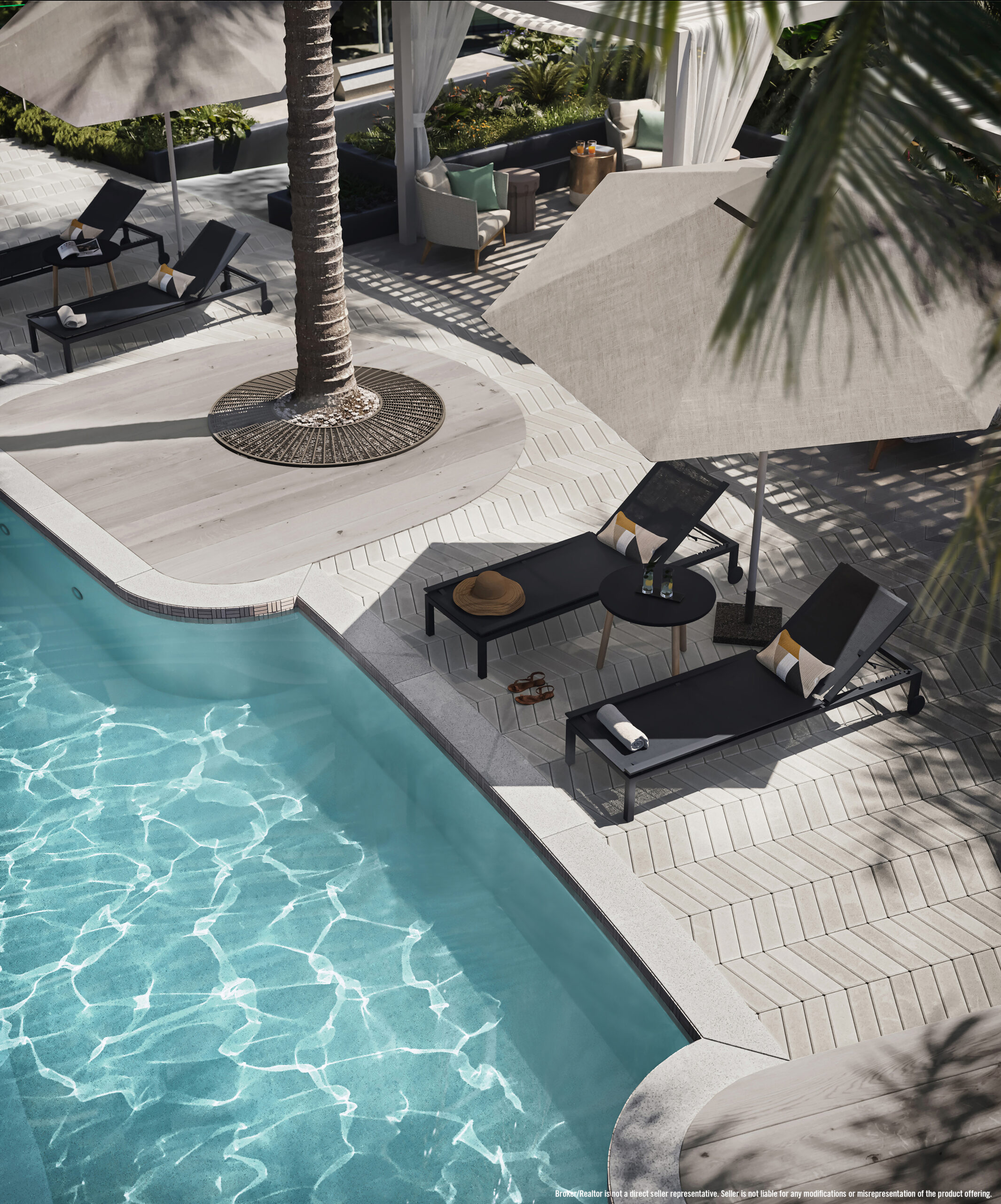 Close up swiming pool picture at Andia condos San Diego