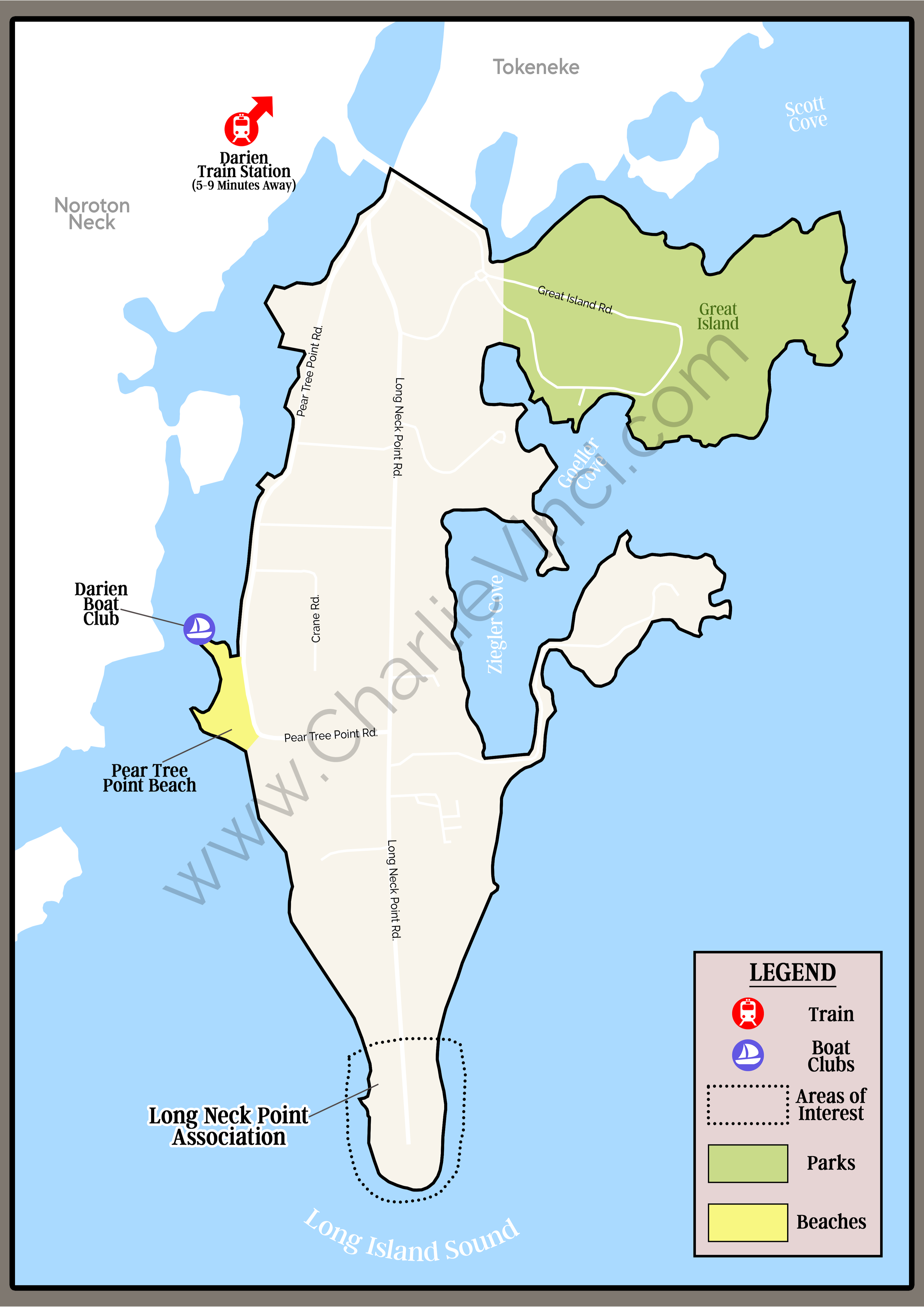 Long Neck Point Darien CT Neighborhood Map