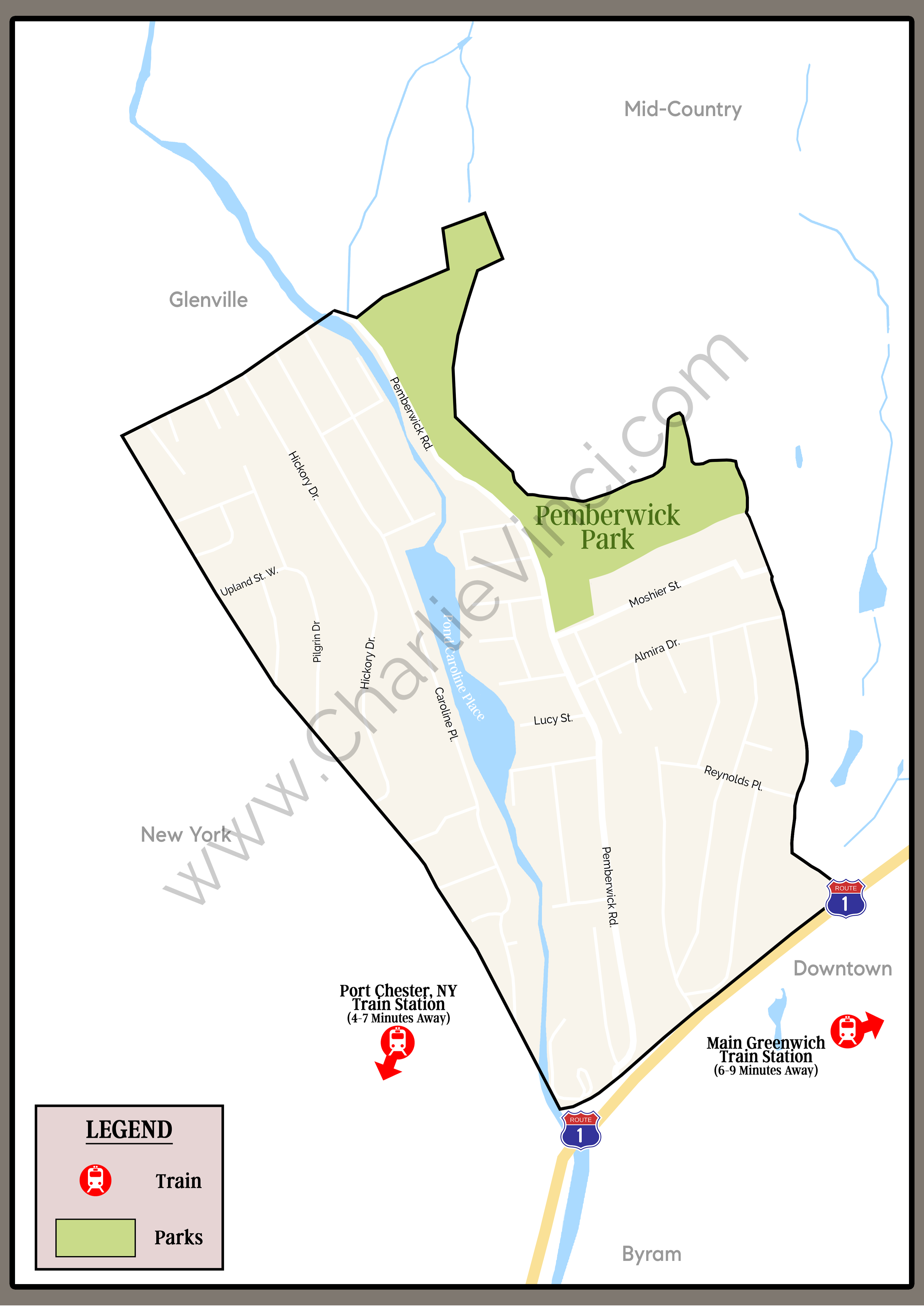 Pemberwick Greenwich CT Neighborhood Map