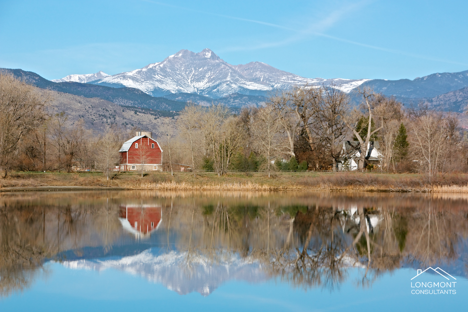 Longmont mountain view with house and barn