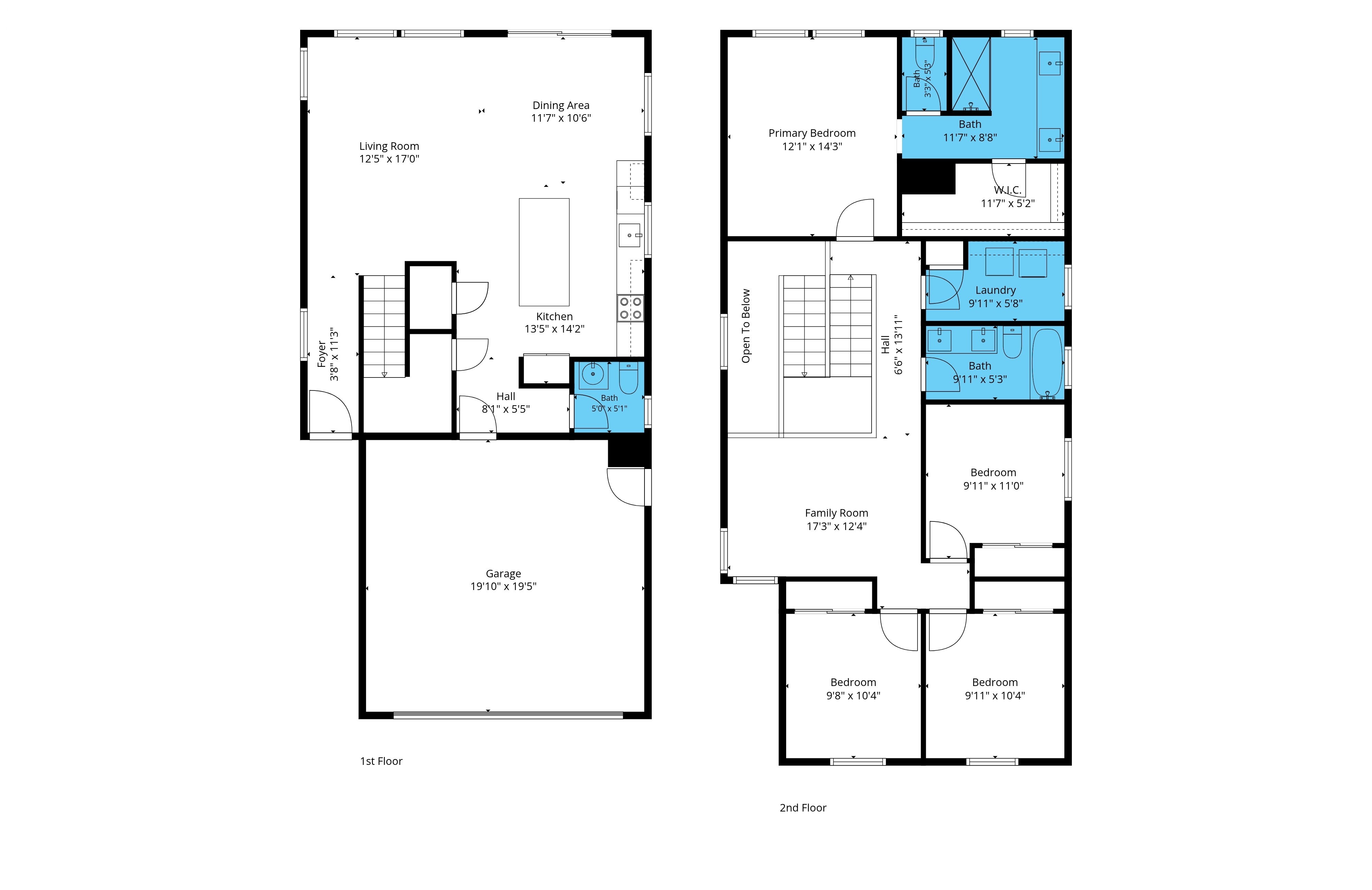 1033 S 150th Dr Goodyear floor plan, 4 bedroom 2.5 bath two story 1844 sqft