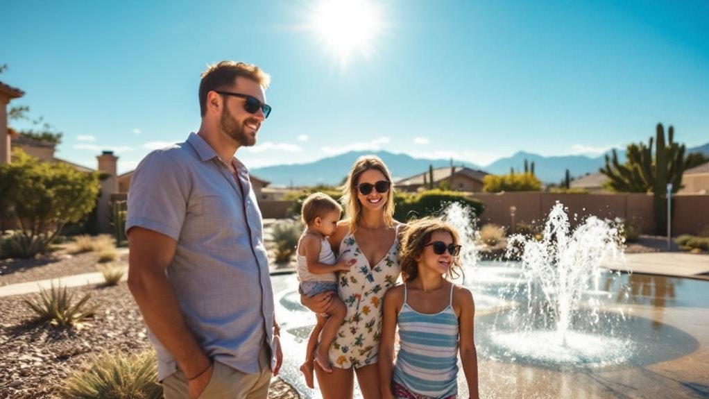 Family in the Backyard of their Glendale, AZ Home in Summer