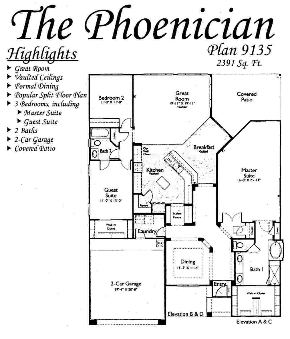 Phoenician floor plan, Arizona Traditions 55+ community in Surprise AZ