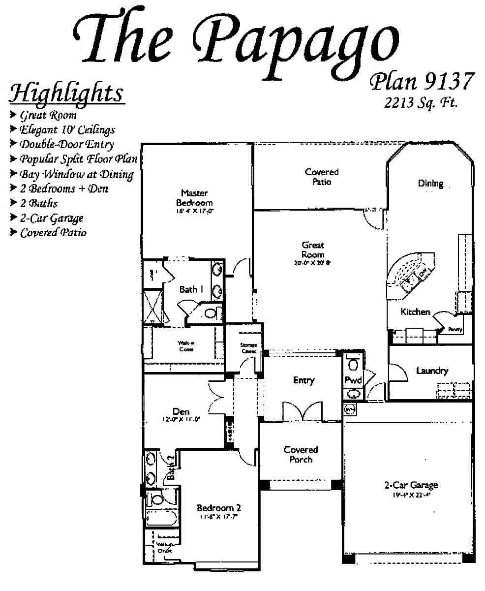 Papago Model Papago Floor Plan Arizona Traditions