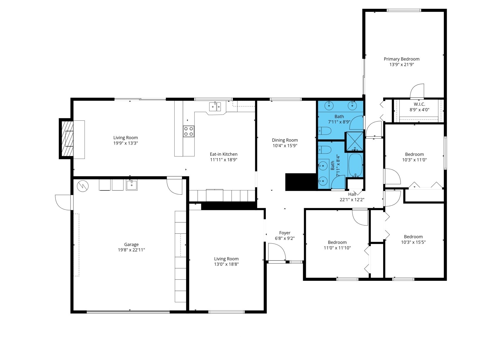17009 N 49th Ave Glendale floor plan, 4 bedroom 2 bath single story 2022 sqft