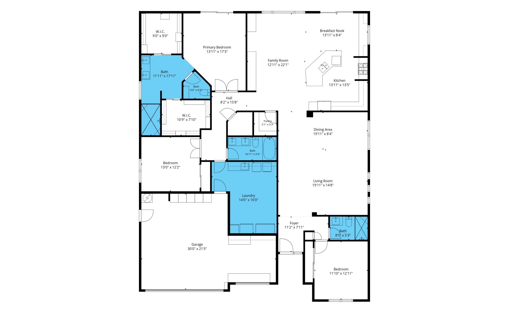 27310 N 65th Dr Phoenix floor plan, 3 bedroom 3 bath single story 2504 sqft with 2.5 car garage