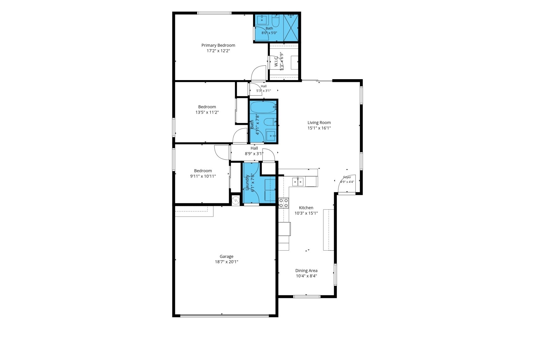 7196 S Morning Dew Ln Buckeye floor plan, 3 bedroom 2 bath single story 1274 sqft with 2 car garage