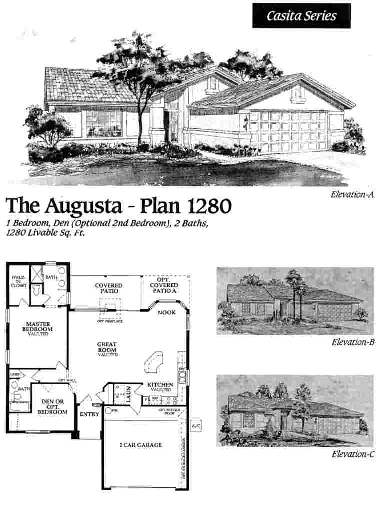Augusta 1280 floor plan, PebbleCreek 55+ community in Goodyear AZ