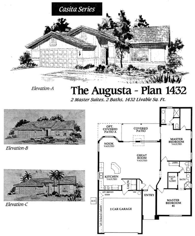 Augusta 1432 floor plan, PebbleCreek 55+ community in Goodyear AZ