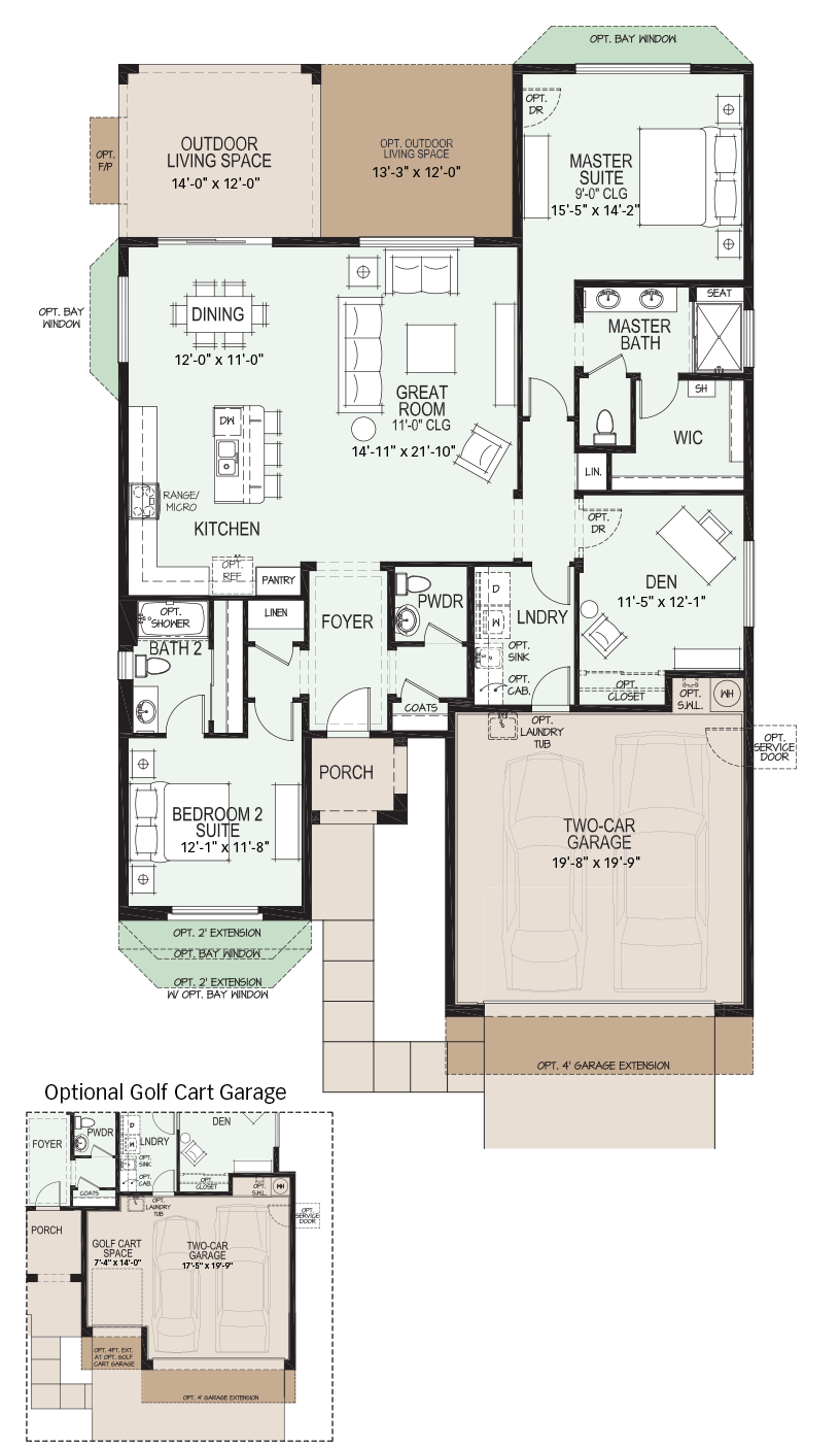 Sera floor plan, PebbleCreek 55+ community in Goodyear AZ
