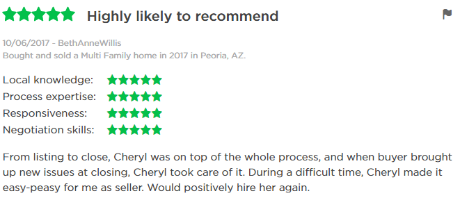 Zillow Review of Cheryl Benjamin