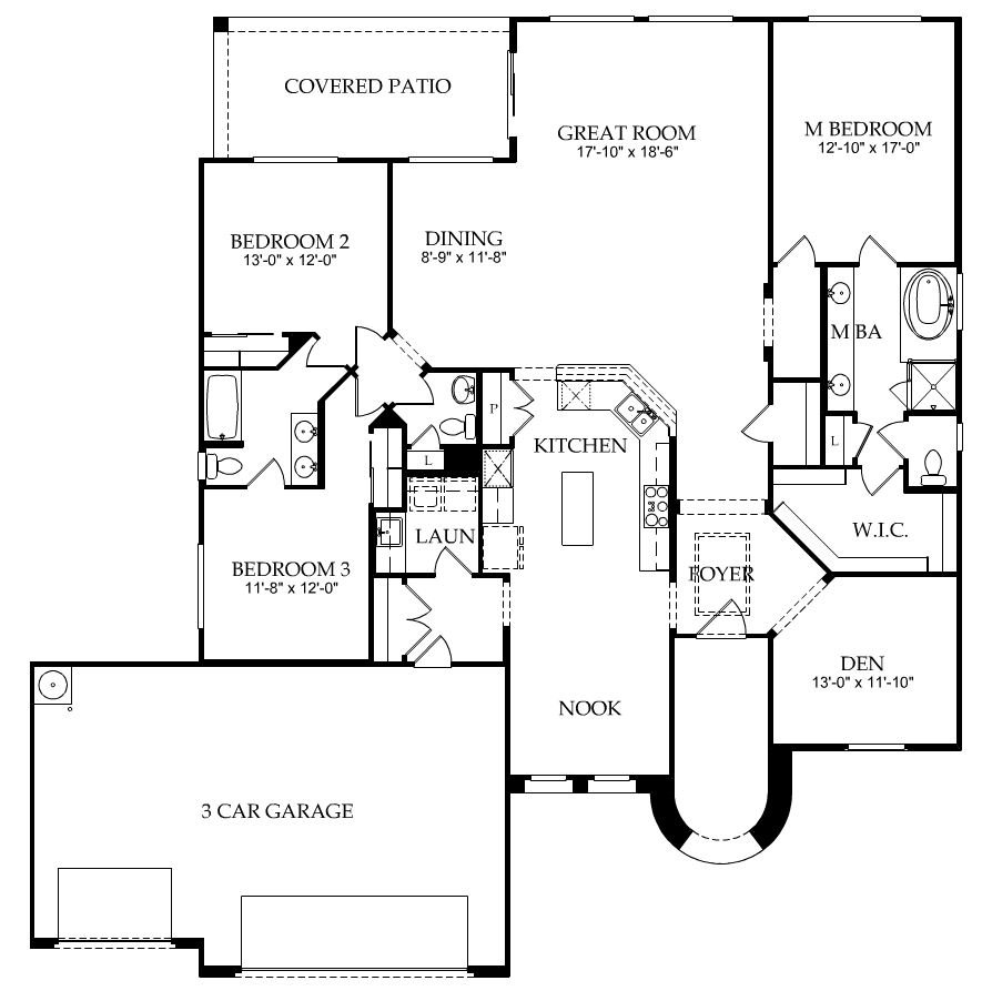 Veranda 3 car garage floor plan