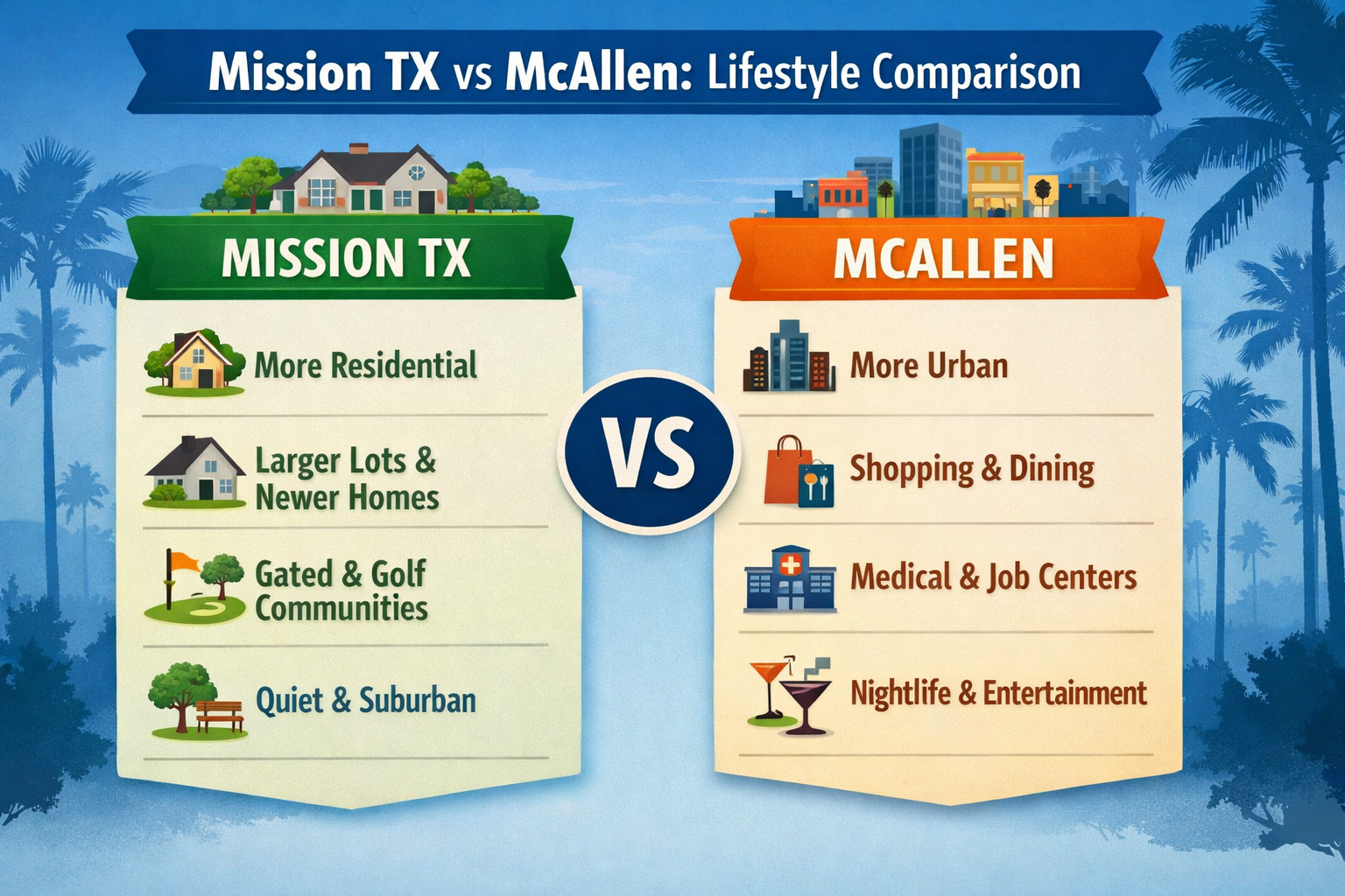 Mission TX vs McAllen: Lifestyle Comparison infographic