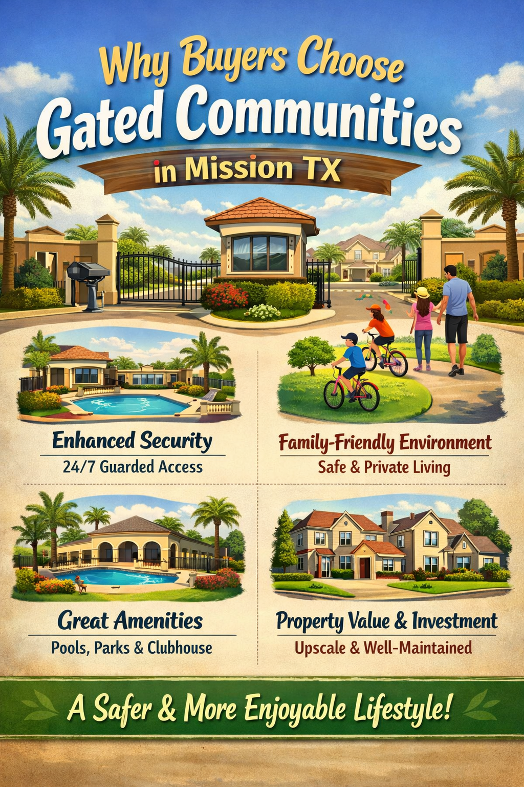 Gated communities in Mission TX featuring private entrances, newer construction homes, and family-friendly neighborhoods.