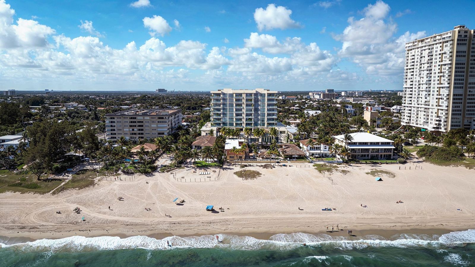 Aerial view of Salato Pompano Beach from over the beach
