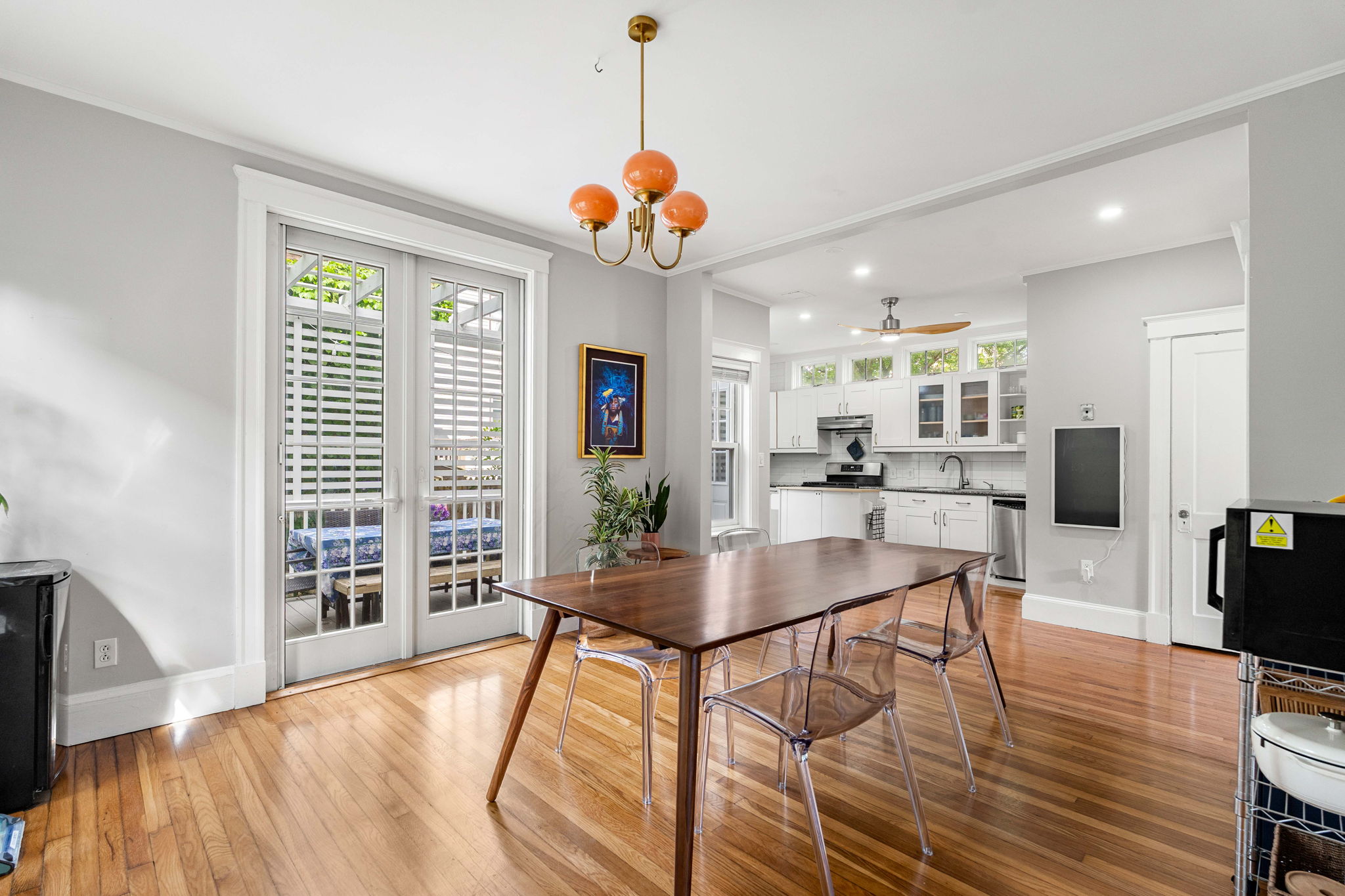 Formal dining room with French doors to back deck at 14 Curry Circle Swampscott
