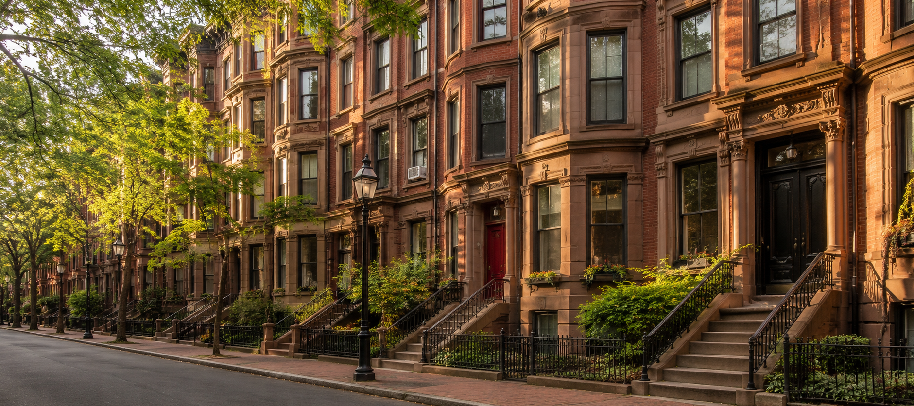 Boston classic brownstone street