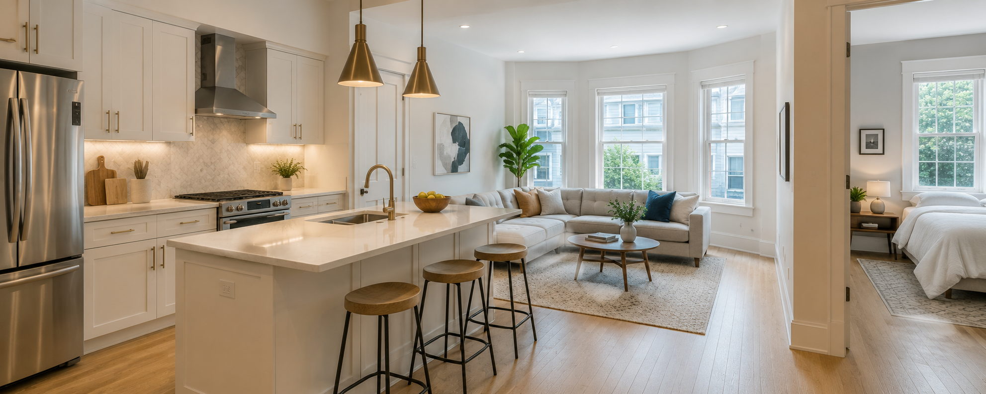 Renovated 2BR kitchen and living room