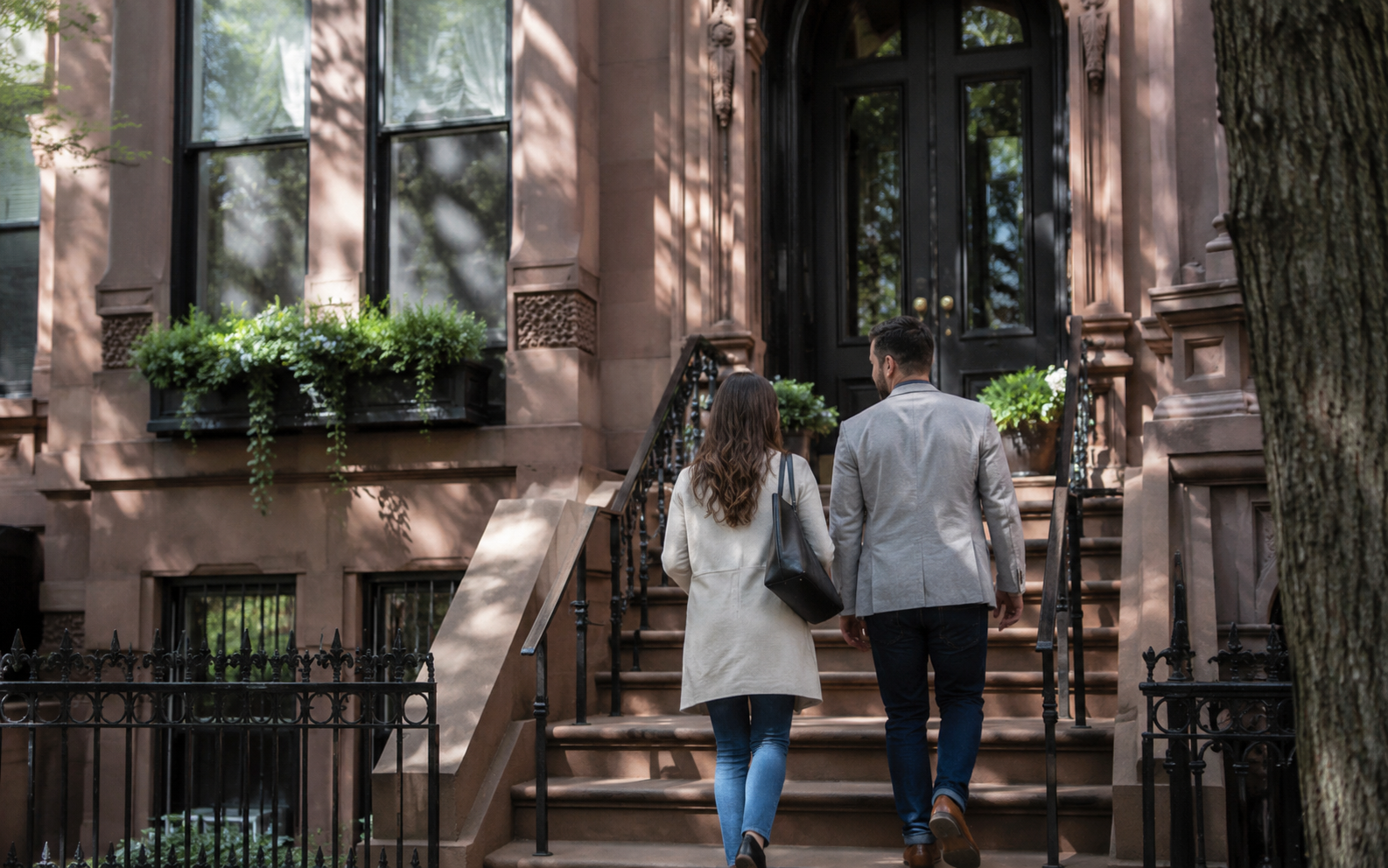 South End Boston brownstones at golden hour
