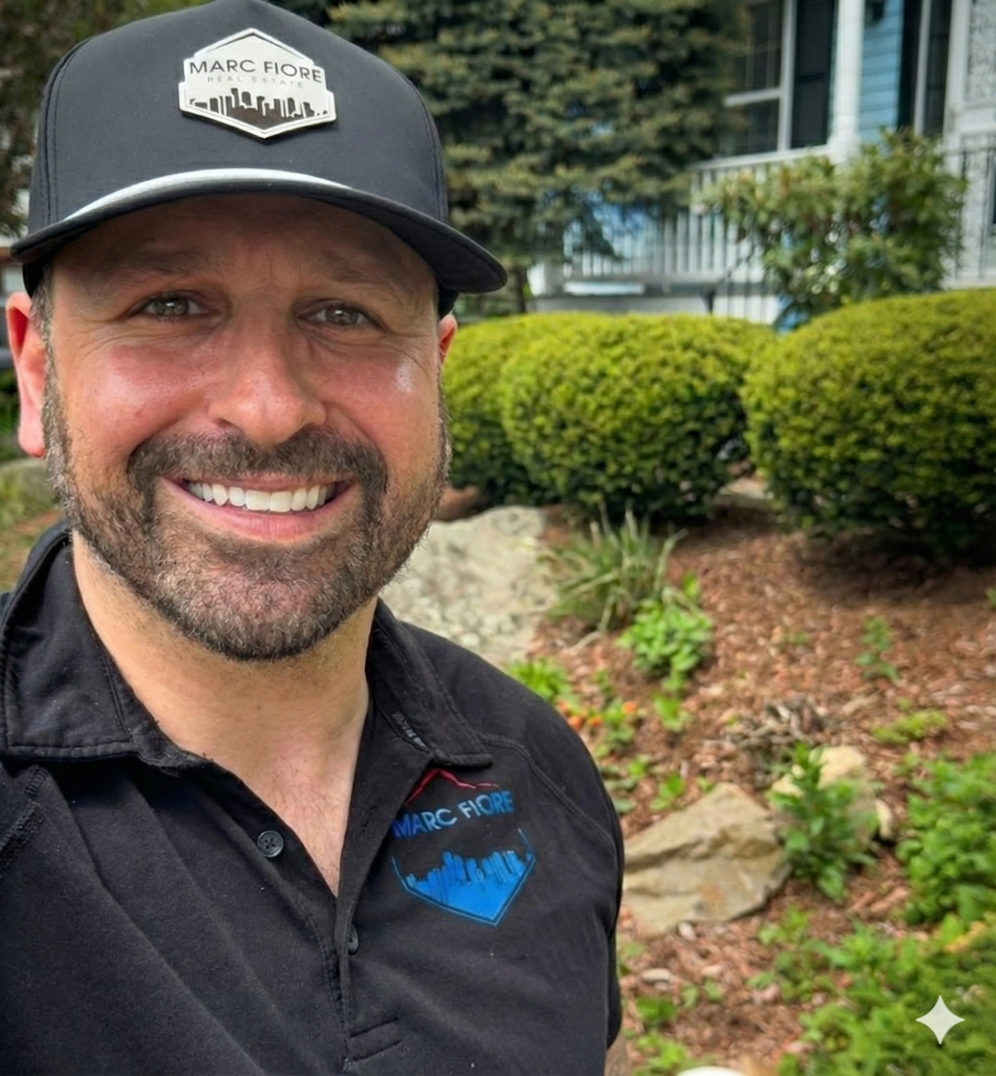 Marc Fiore, Lynn MA real estate agent, in a Marc Fiore Real Estate cap and polo