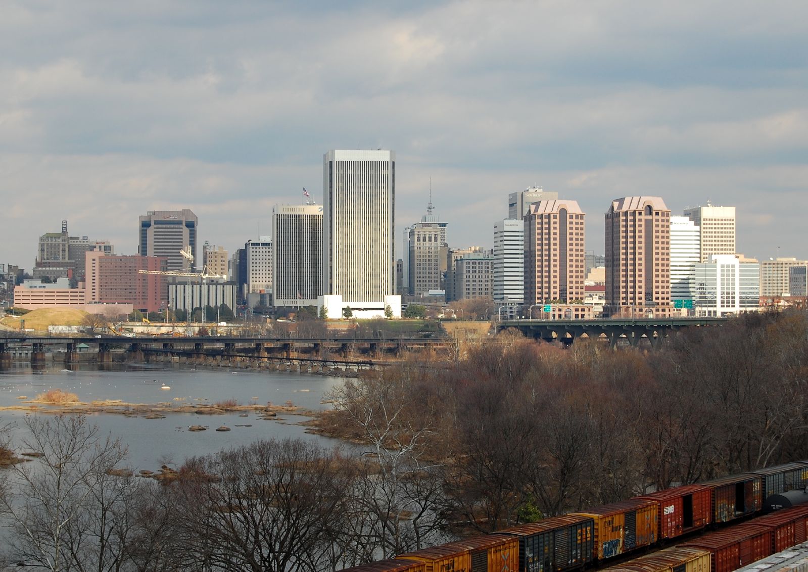Richmond Virginia skyline viewed from across the James River