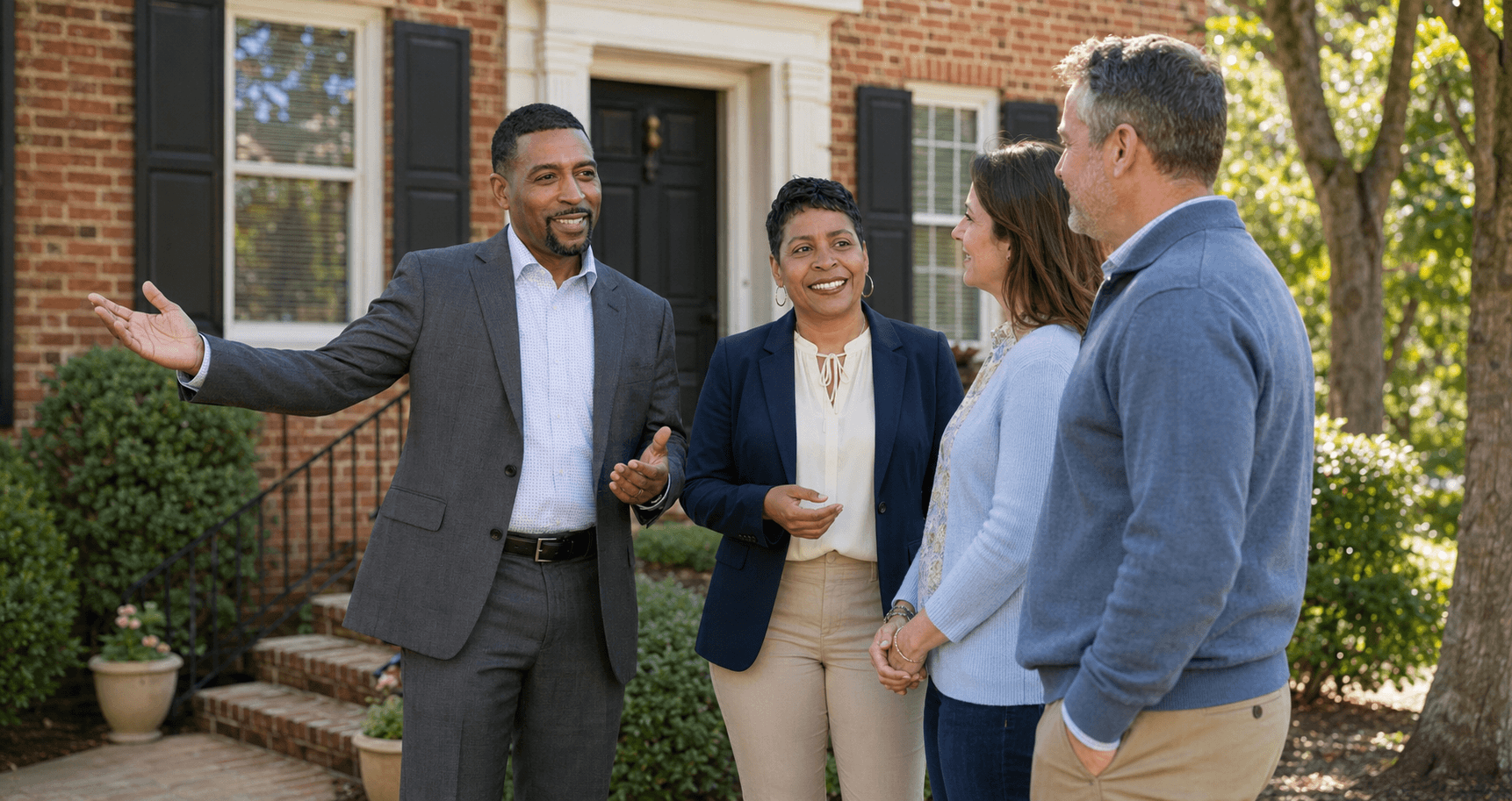 Marshall and Tonya Toney walking through a Williamsburg VA home with homeowners preparing to sell