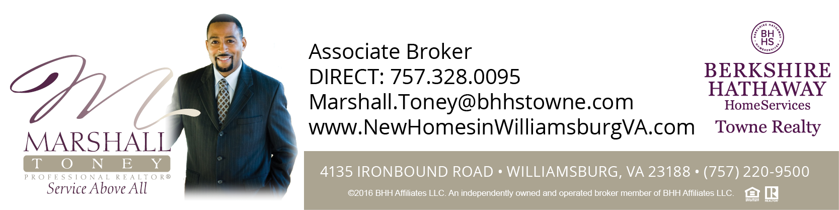 Email signature for Realtor Marshall Toney