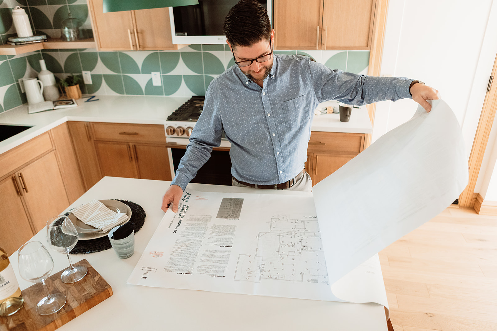 Matt looking at plans