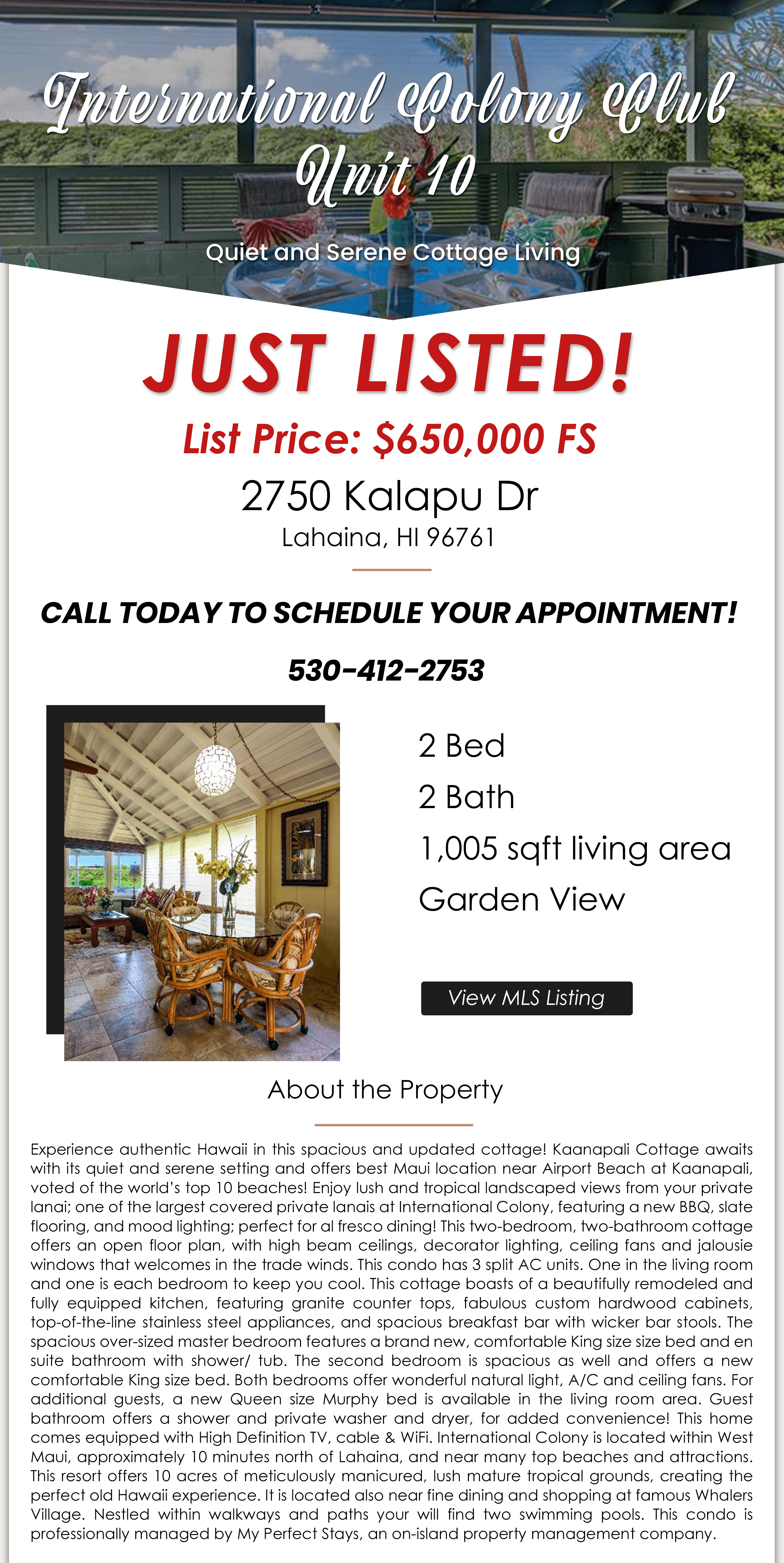 Specifics of the Lahaina condo for sale