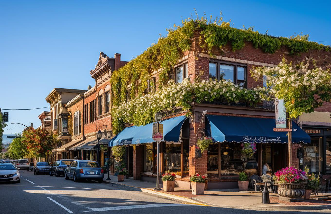 Storefronts and cafes along a street in La Mesa Village