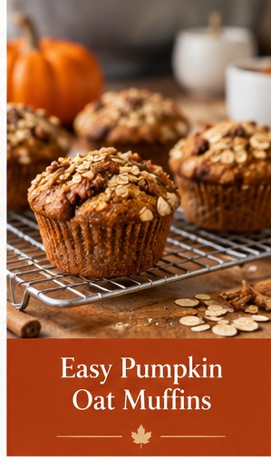 Easy Pumpkin Oat Muffins for a Cozy Minnesota Morning: original illustrated autumn feature image