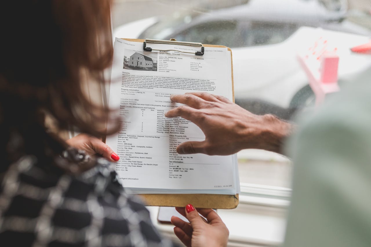 looking at a home listing document 