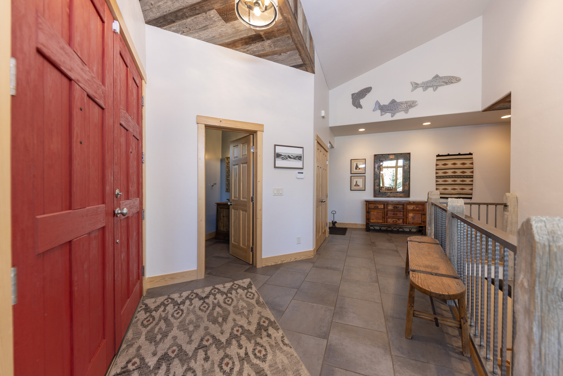Entry foyer with the signature red door