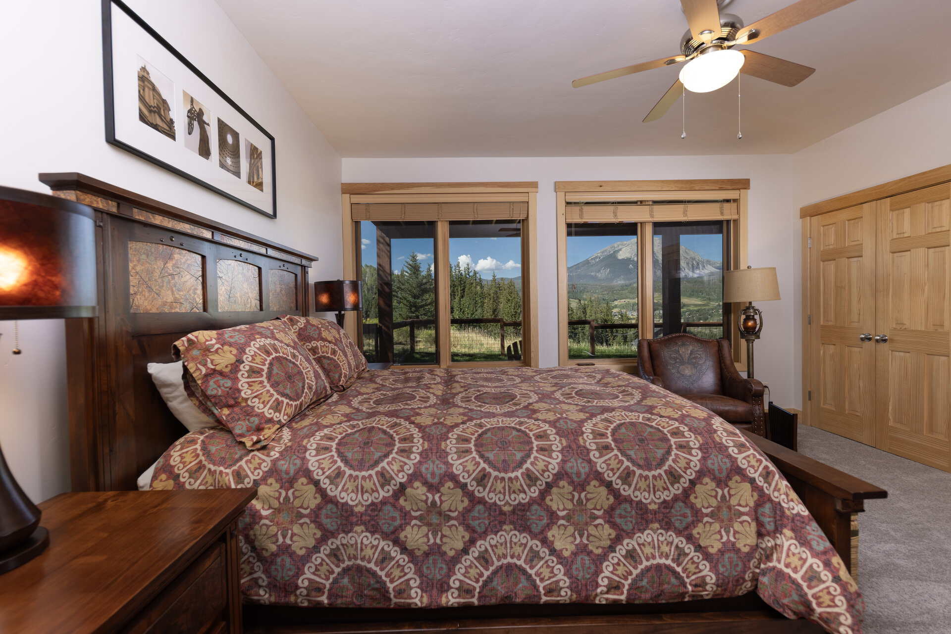 Guest bedroom with mountain view window