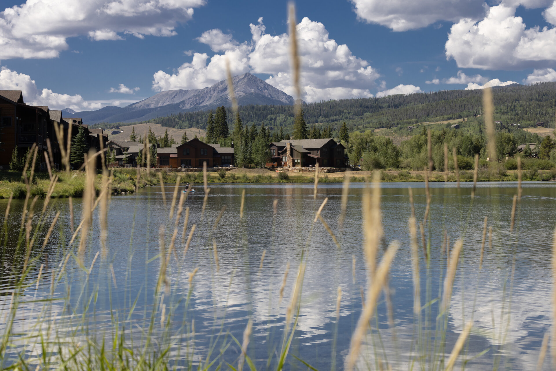 The Angler Mountain Ranch lake below the Gore Range