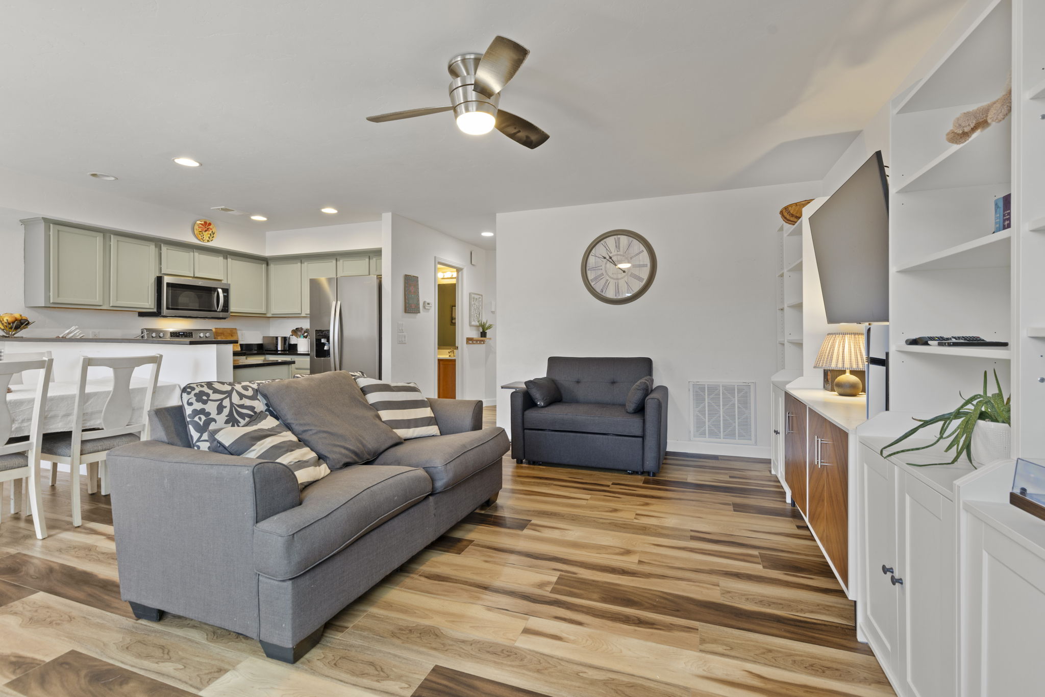Great room view across living, dining, and kitchen at 509 N 12th Street A