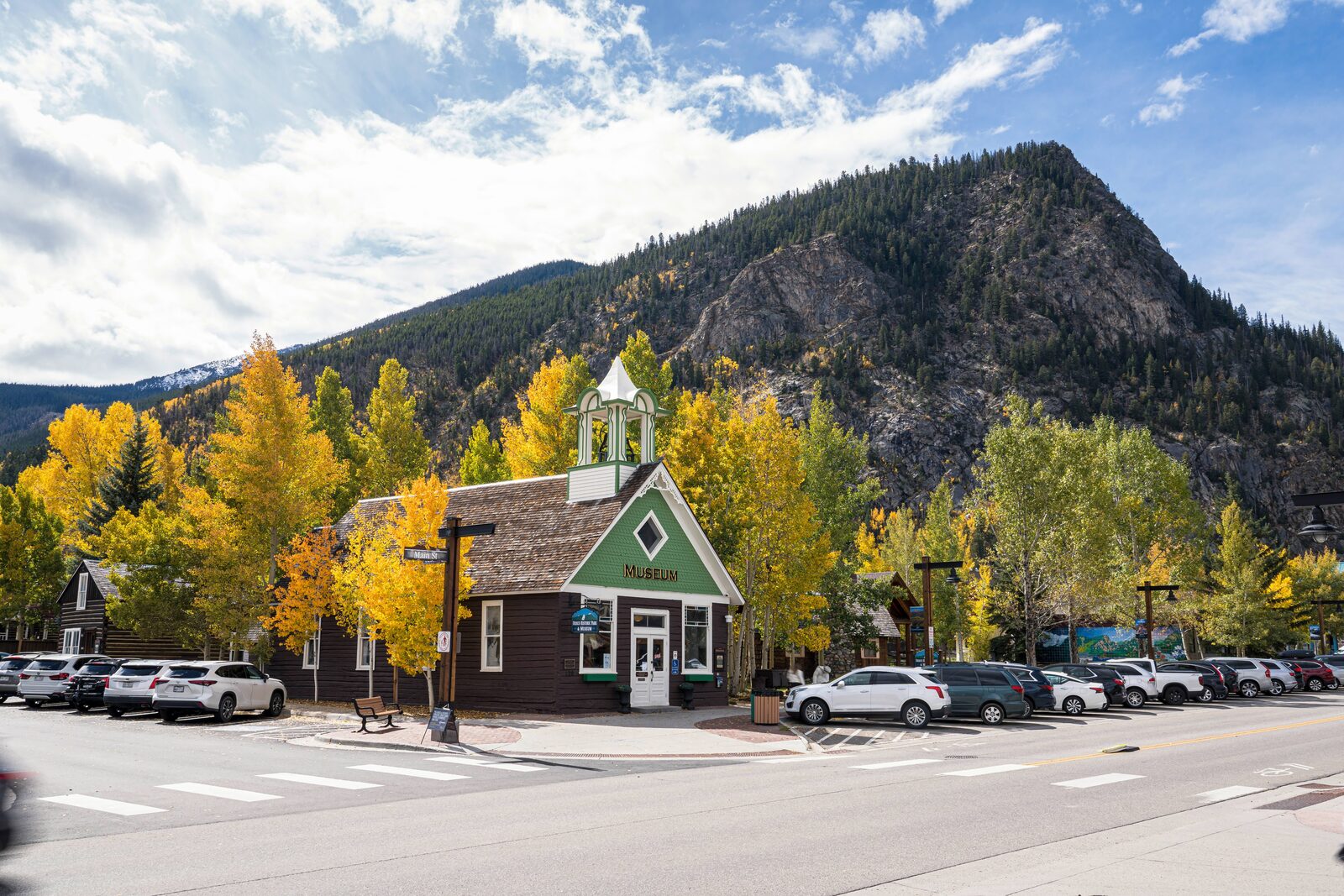 Historic Main Street in Frisco, Colorado in autumn