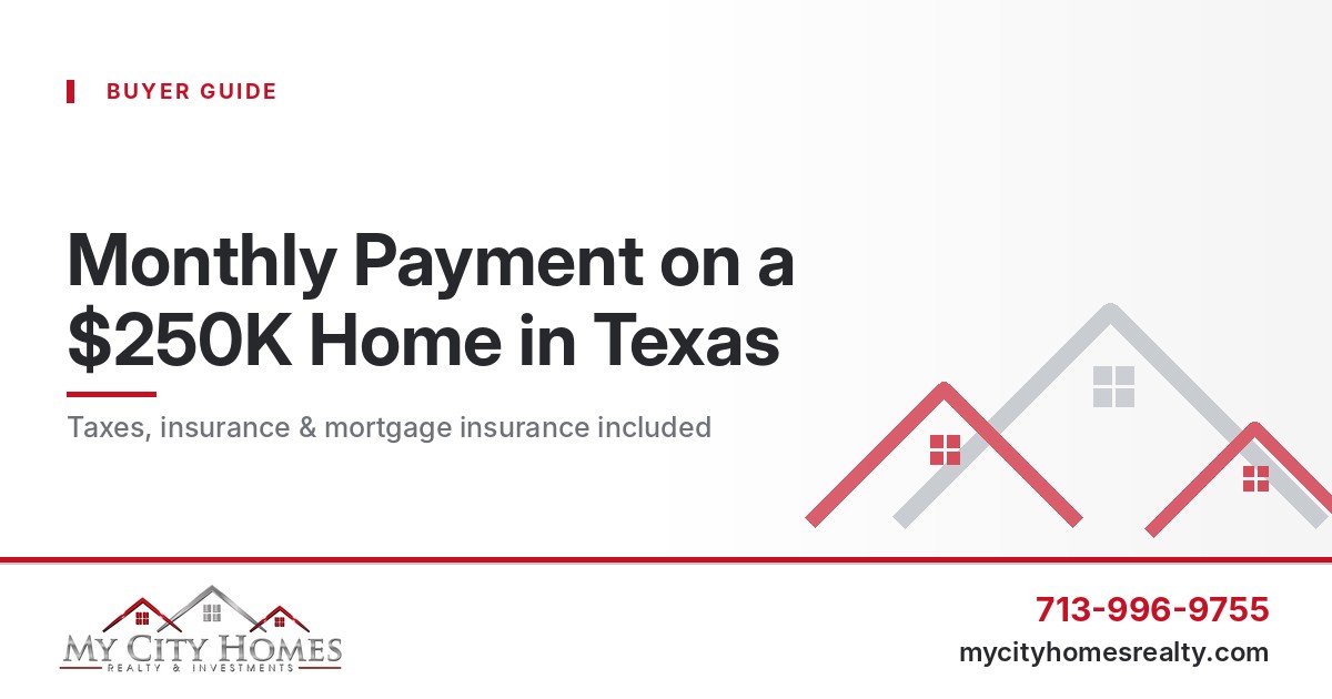 Monthly payment on a $250K home in Texas