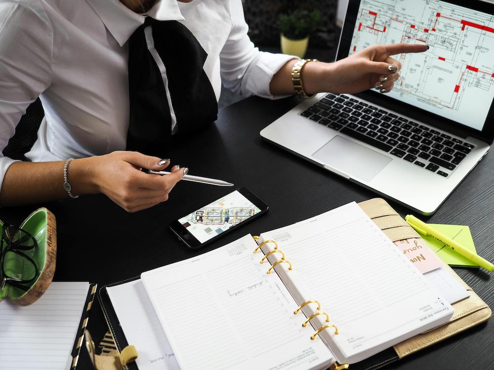 Real estate agent at a desk