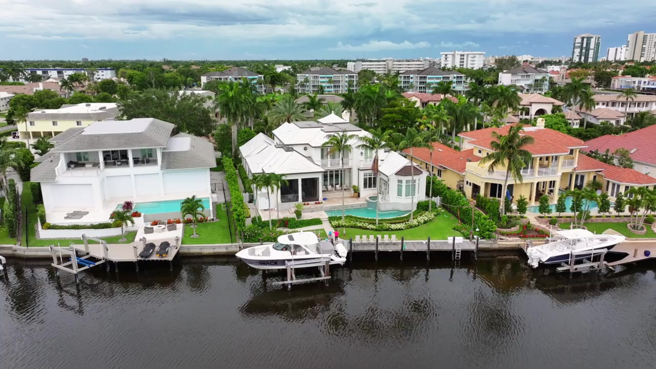 Private dock and boat lift on a gulf access canal in Naples Florida