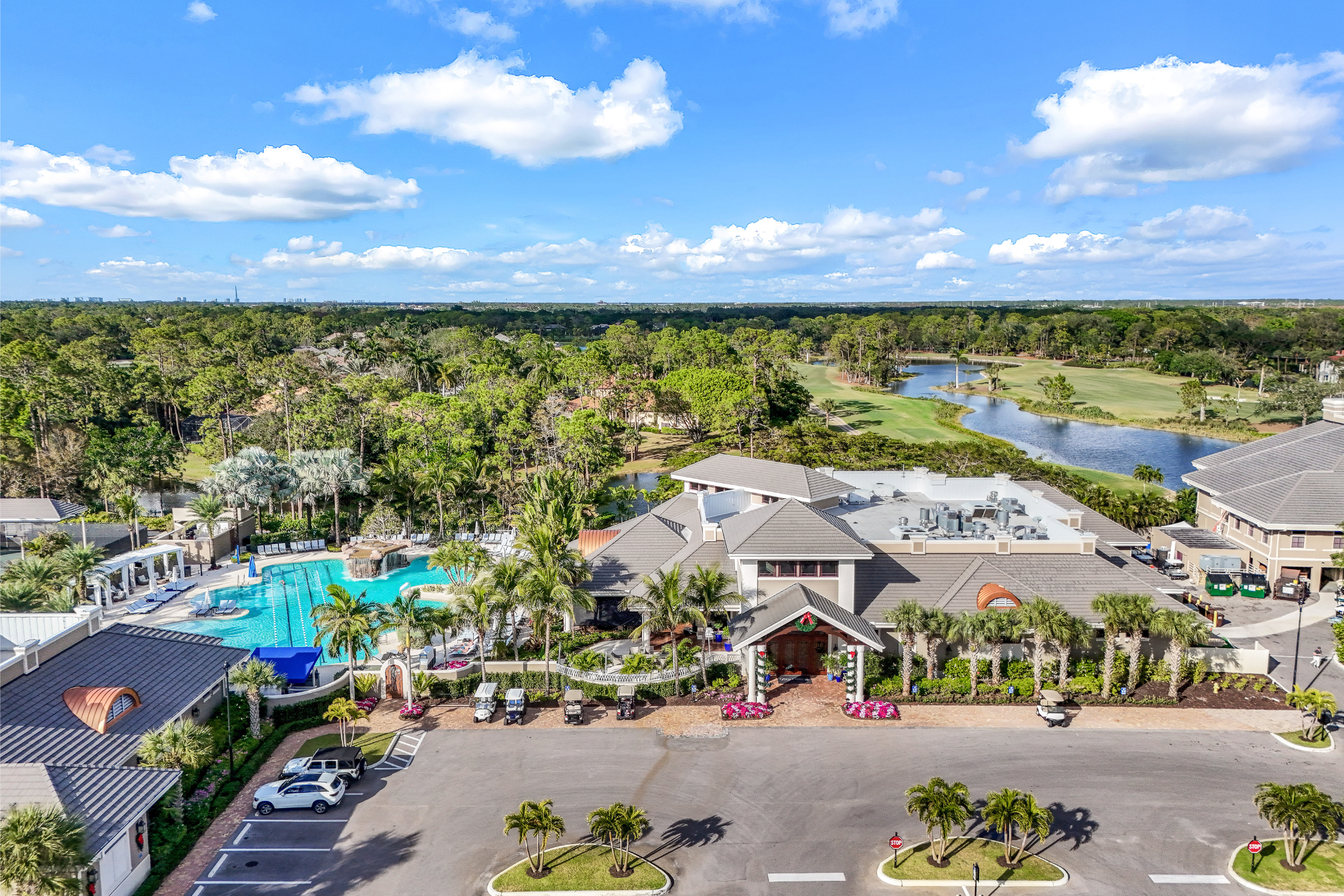 Grey Oaks private golf and country club aerial Naples Florida