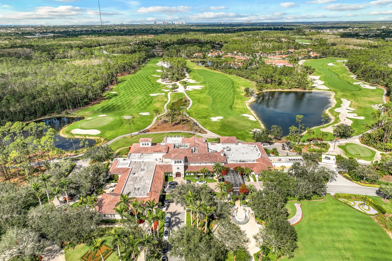Mediterra luxury golf community in North Naples Florida showing estate homes and Tom Fazio championship course